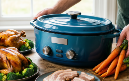 vancasso 37cm oval cast iron dutch — lifestyle photo showing vancasso Casserole Dish, 37cm in use