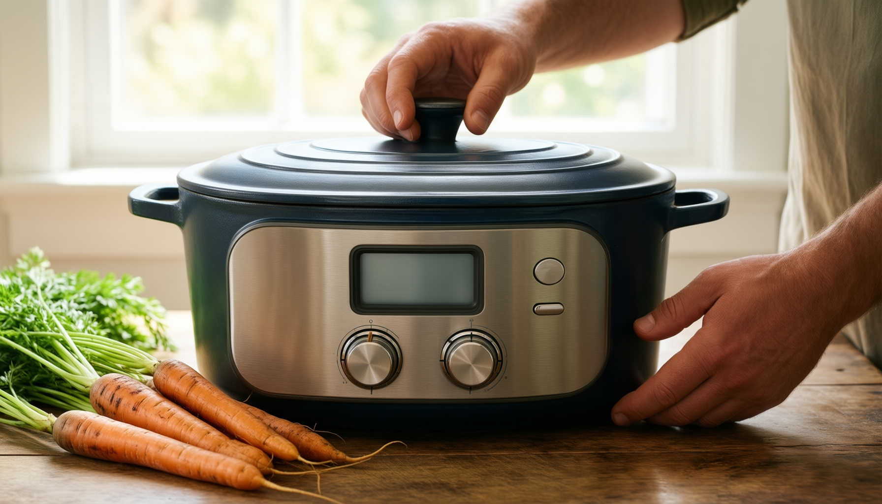 vancasso 8 litre oval cast iron — lifestyle photo showing vancasso Dutch Oven 8 in use