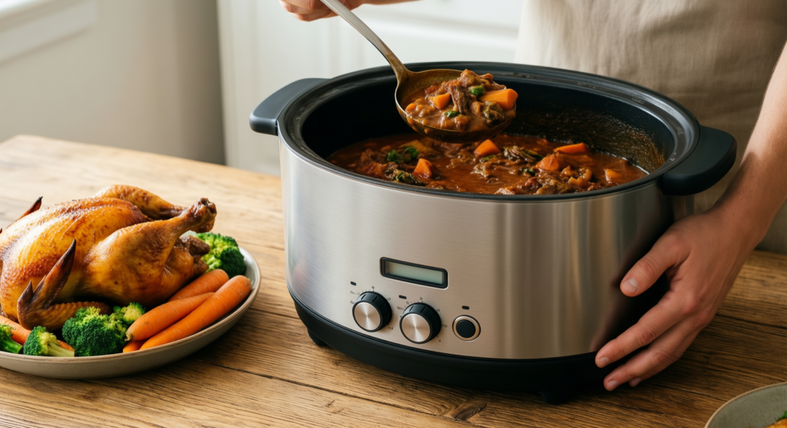 vancasso cast iron pot 8 litres — lifestyle photo showing vancasso Cast Iron Pot, in use