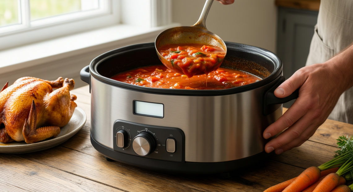 magnaware cast aluminum dutch oven — lifestyle photo showing Magnaware Cast Aluminum Dutch in use