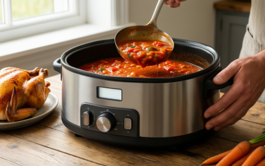 magnaware cast aluminum dutch oven — lifestyle photo showing Magnaware Cast Aluminum Dutch in use