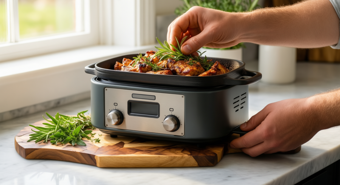 miniature cast iron casserole — lifestyle photo showing Artesà Miniature Cast Iron in use