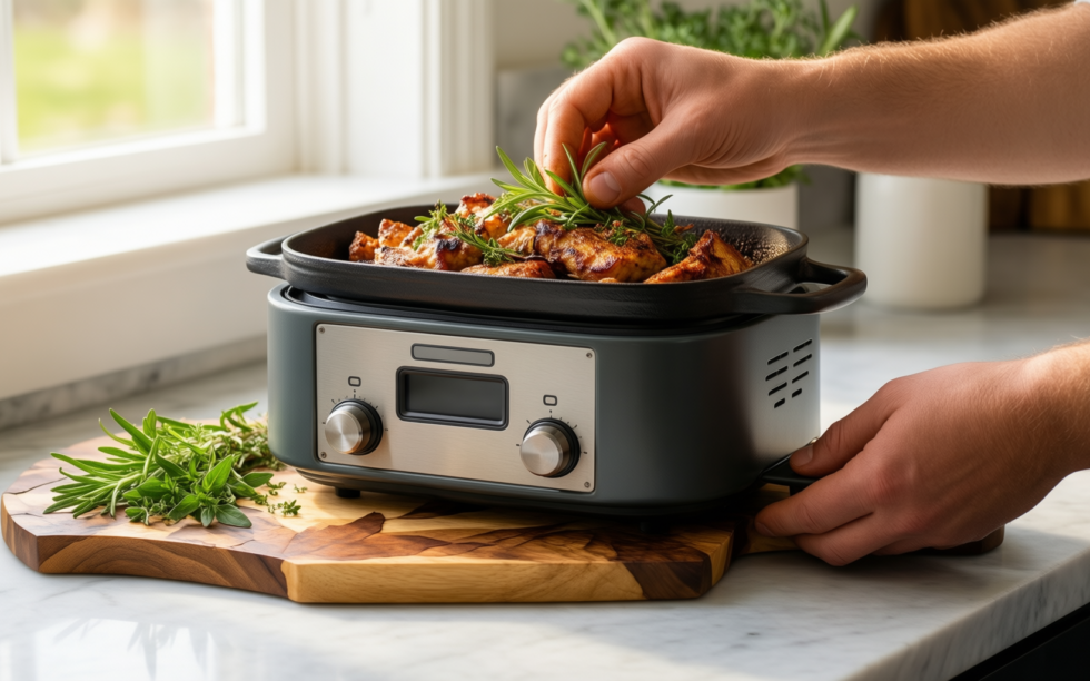 miniature cast iron casserole — lifestyle photo showing Artesà Miniature Cast Iron in use