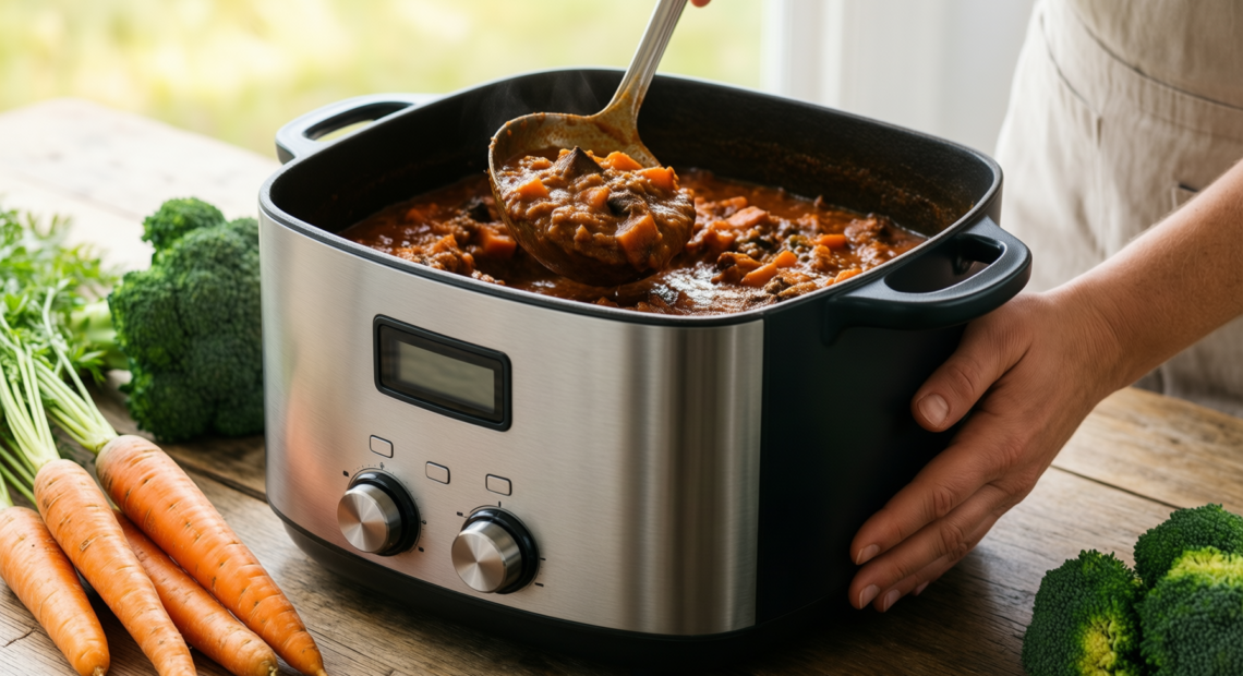 captain stag mini dutch oven — lifestyle photo showing Captain Stag UG-3062 Dutch in use