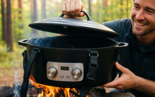 vounot cast iron dutch oven — lifestyle photo showing VOUNOT Dutch Oven 4.25 in use