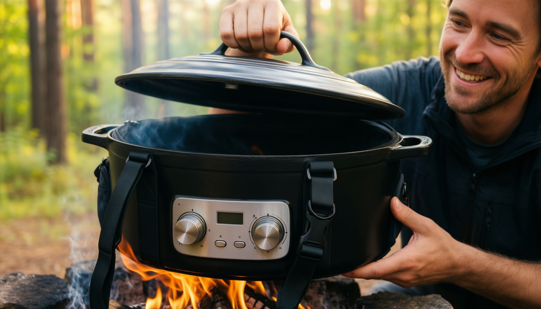 vounot cast iron dutch oven — lifestyle photo showing VOUNOT Dutch Oven 4.25 in use