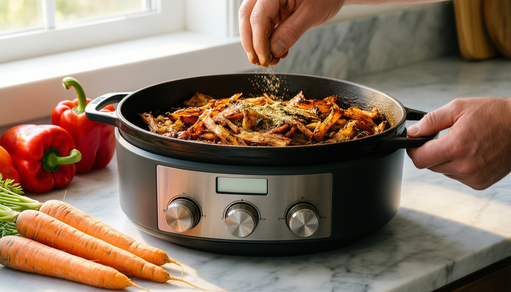 chefarone cast iron casserole dish with — lifestyle photo showing Chefarone Cast Iron Casserole in use