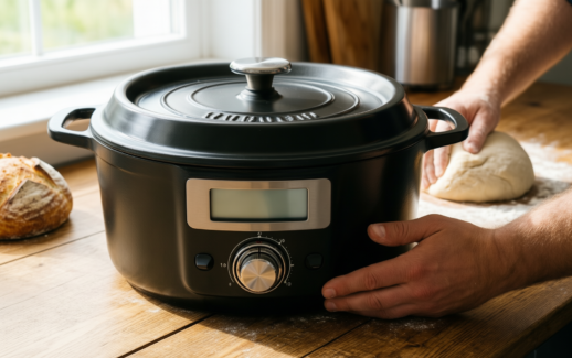 best dutch oven for sourdough — lifestyle photo showing KooK Dutch Oven, Oven in use