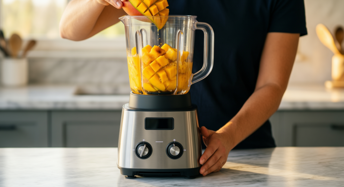 amzchef 1800w blender — lifestyle photo showing AMZCHEF 1800W High Power in use