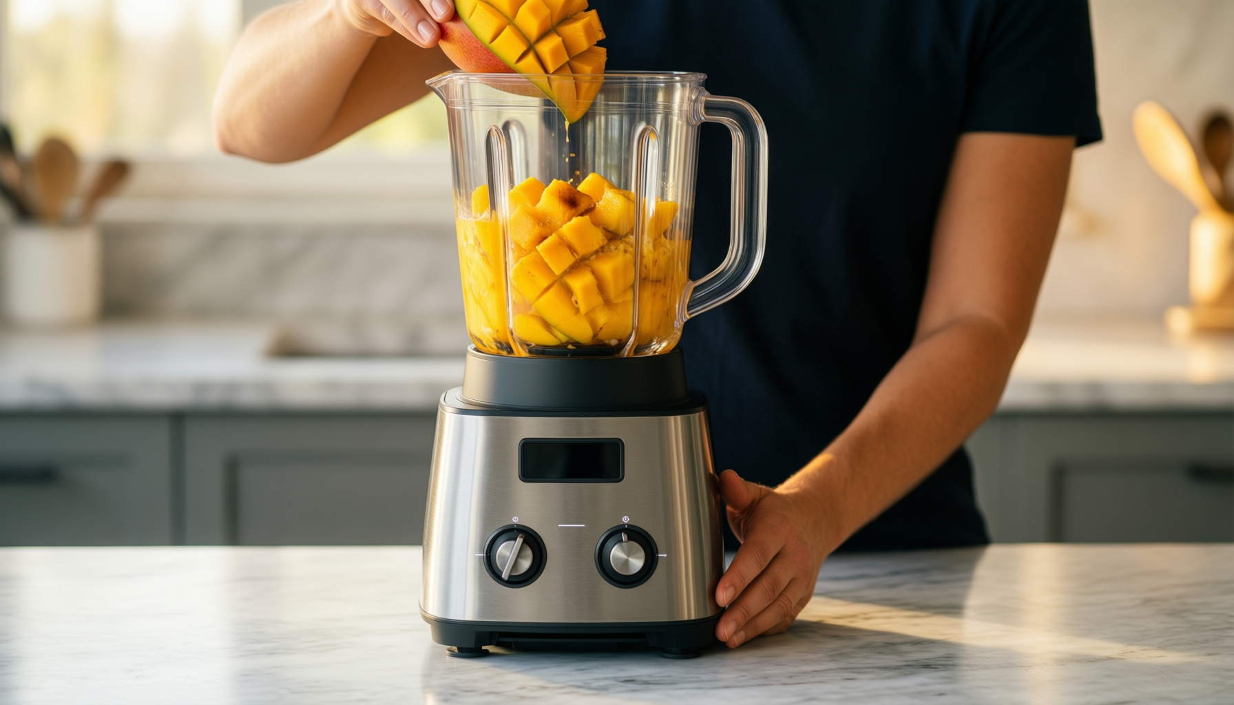 amzchef 1800w blender — lifestyle photo showing AMZCHEF 1800W High Power in use