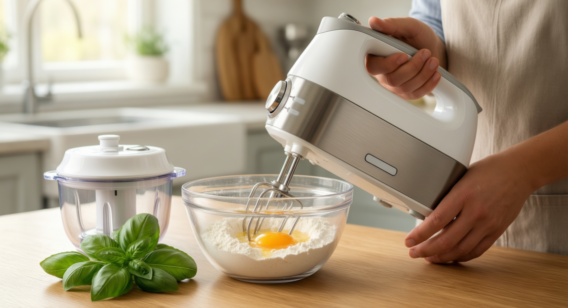 kenwood mini chopper and hand mixer — lifestyle photo showing Kenwood Mini Chopper, 0.35 in use