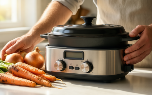 parmedu cast iron dutch oven — lifestyle photo showing Parmedu Cast Iron Dutch in use