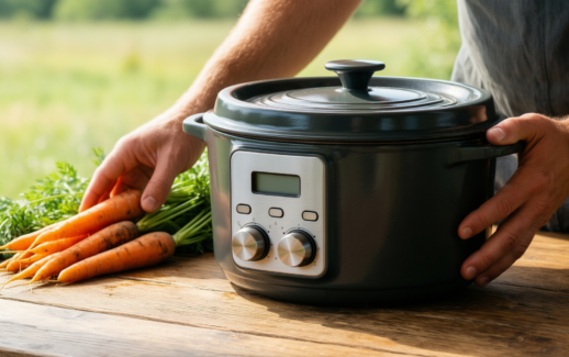 crock pot artisan enameled cast iron — lifestyle photo showing Crock-Pot Crock Pot Artisan in use