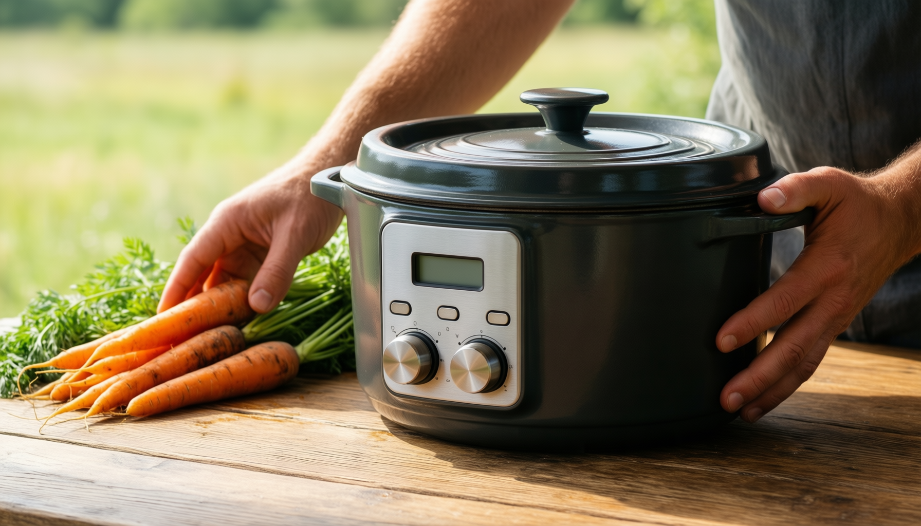crock pot artisan enameled cast iron — lifestyle photo showing Crock-Pot Crock Pot Artisan in use