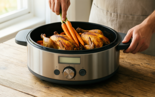 lightweight dutch oven uk — lifestyle photo showing Gotham Steel Hammered 5 in use