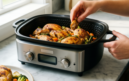 andrew james cast iron casserole dish — lifestyle photo showing ANDREW JAMES Cast Iron in use