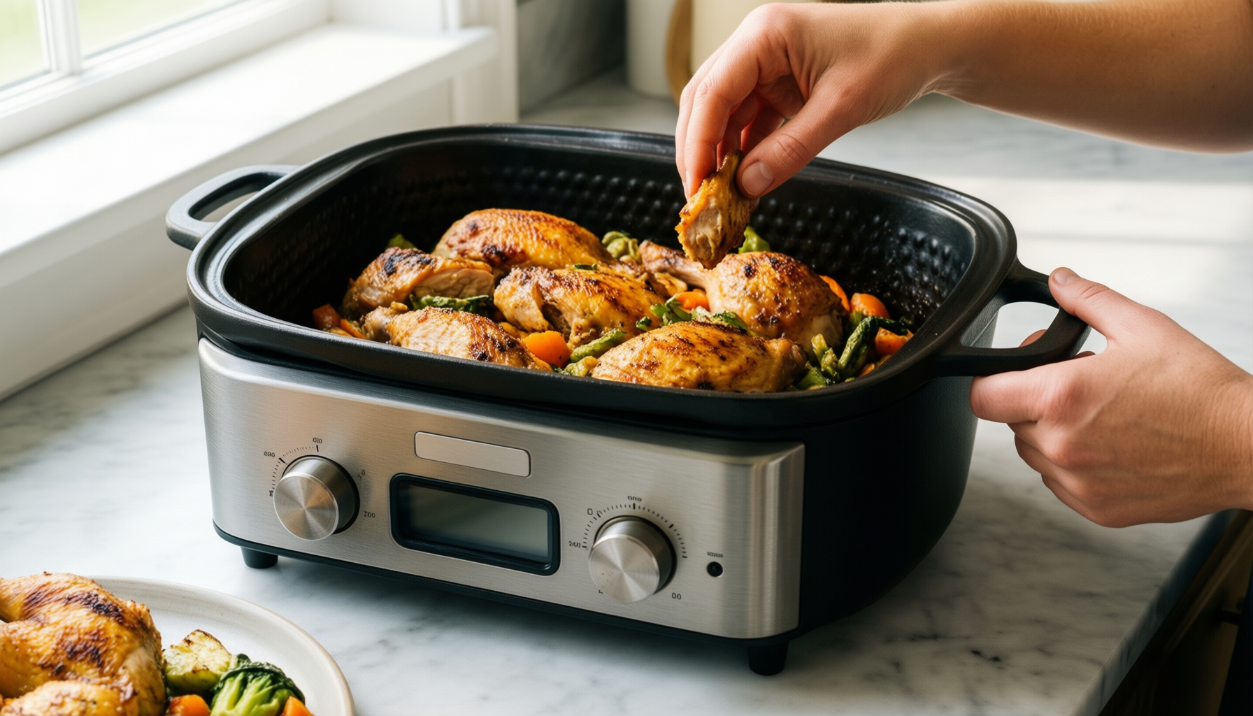 andrew james cast iron casserole dish — lifestyle photo showing ANDREW JAMES Cast Iron in use