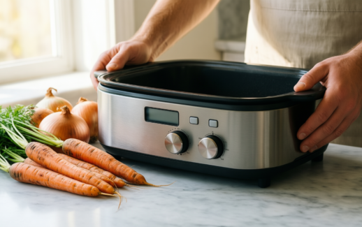 le creuset shallow casserole — lifestyle photo showing Le Creuset Signature Enamelled in use