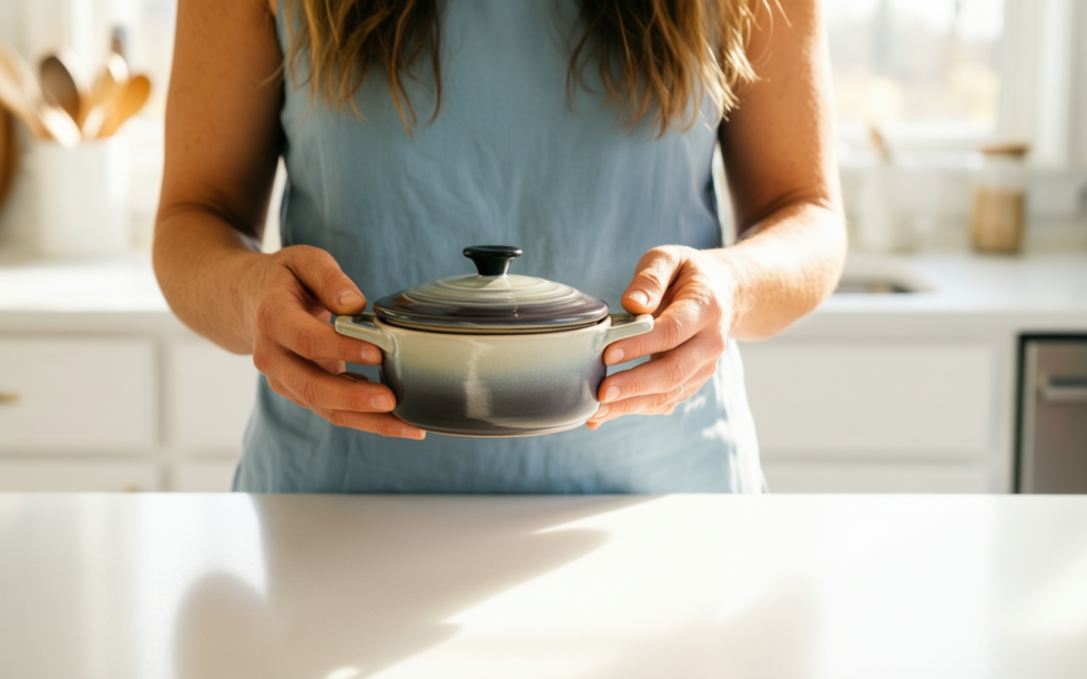 le creuset mini cocotte marseille — lifestyle photo showing Le Creuset Stoneware Mini in use